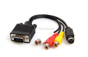 VGA, SVGA Male naar S-Video 3 RCA Audio Video AV-kabel